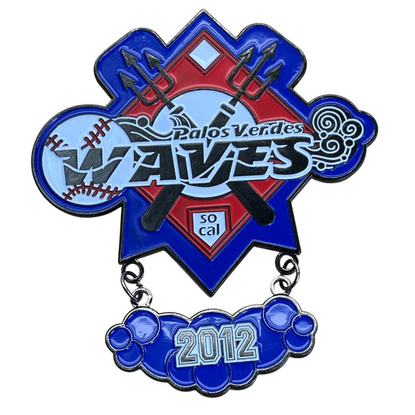 Palos Verdes Waves 2012 Baseball Trading Pin With Dangling Element Multicolor