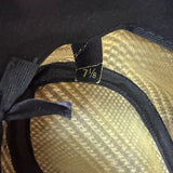 Vintage Unisex Yellow Plaid Wool Fedora Hat Checked Dupont Repel Feather Trim