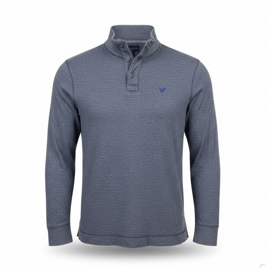 American Eagle Mens Blue Long Sleeve Athletic Fit Pullover Henley Size XLT
