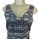 Nicole Miller Artelier Black & White Tribal Print Sleeveless Sheath Dress Sz 10