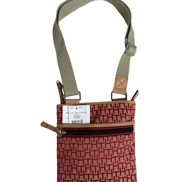 Tommy Hilfiger Crossbody Red Shoulder Bag Outside and Inside Zipper Sz M - NWT