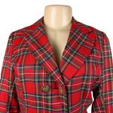 Hug Sunshine Womens Red Plaid Blazer & Pleated Skirt Set Sz L
