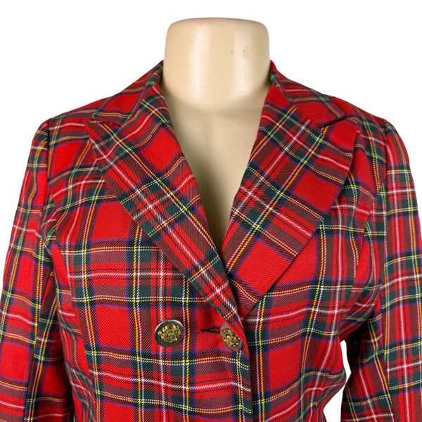 Hug Sunshine Womens Red Plaid Blazer & Pleated Skirt Set Sz L
