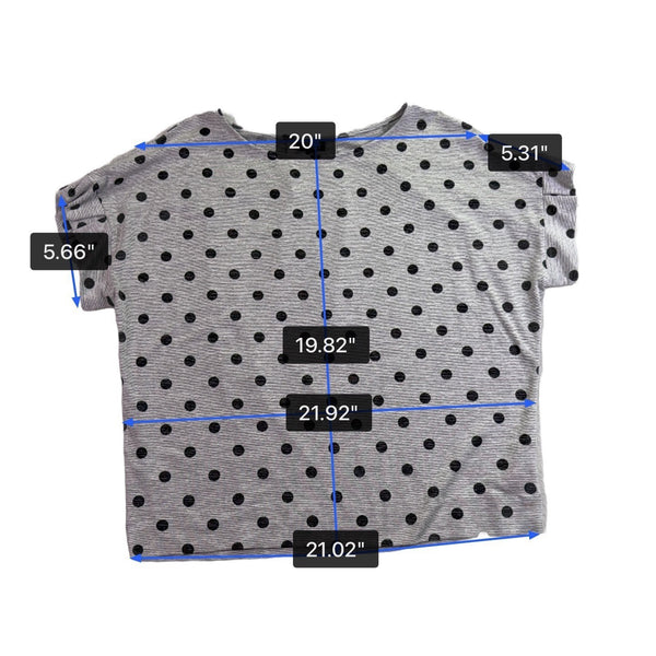 Jones New York Women’s Gray Polka Dot Short Sleeve Top Size L