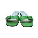Bijou Women’s Green Fabric & Buckle Detail Square-Toe Heeled Sandals Size 9M