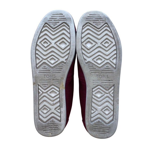 Toms Women’s Burgundy Canvas Striped Lining Casual Classic  Slip-On Shoes Size 9