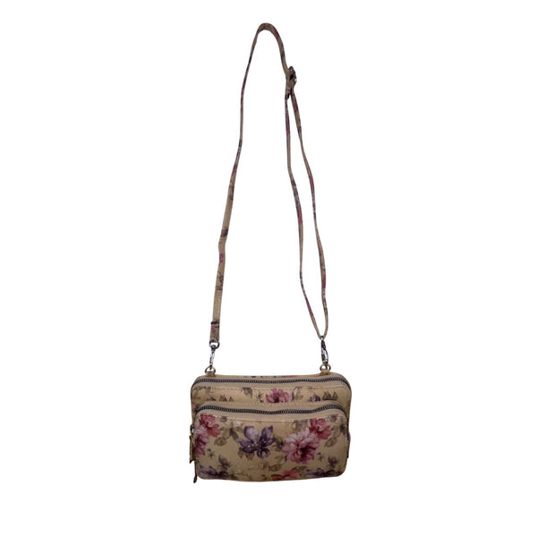 Mundi Women’s Beige Floral Faux Leather Adjustable Strap Crossbody Clutch Bag