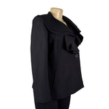 Lafayette 148 Womens Black Wool Ruffled Blazer Button Front Size 6P
