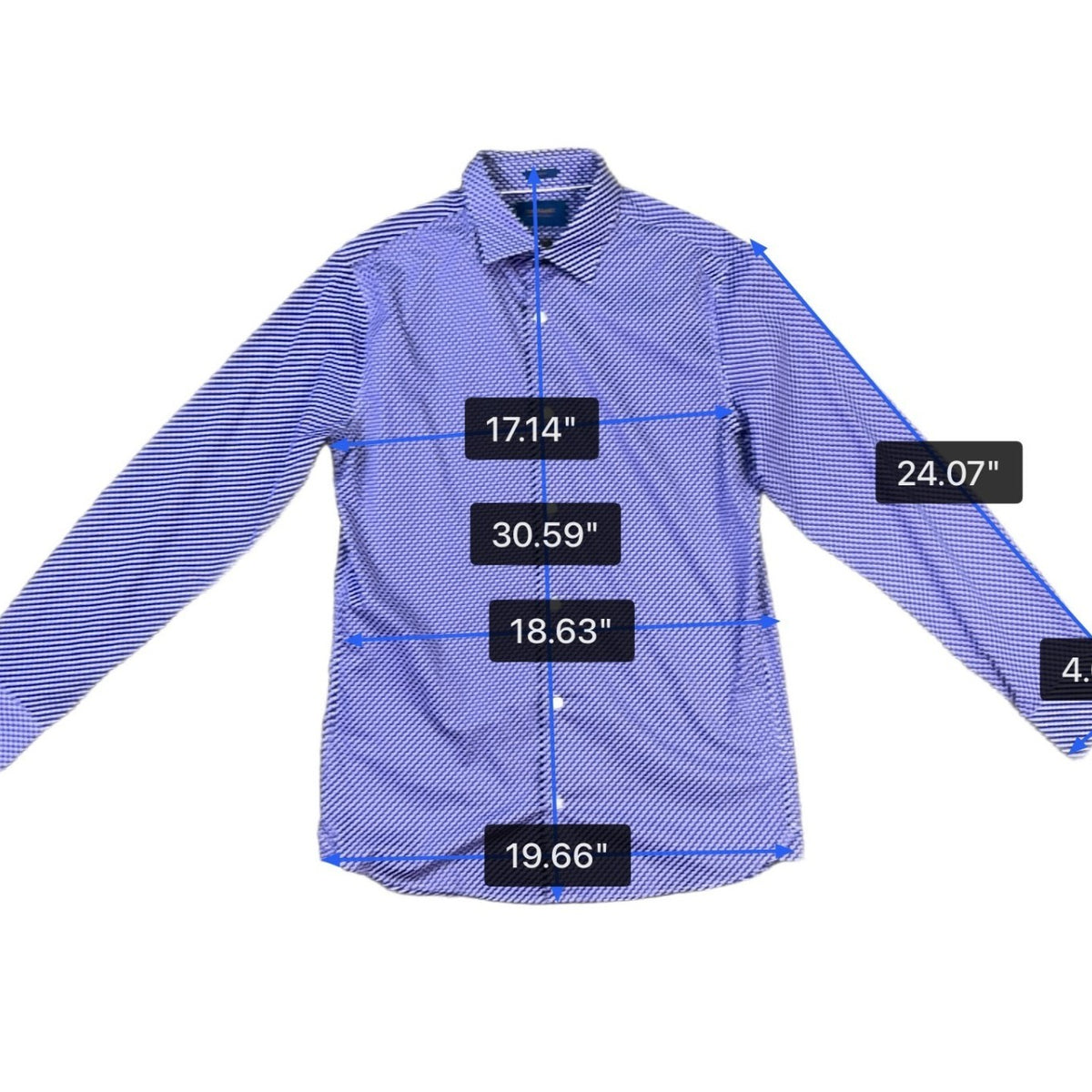 Fairlane Mens Blue Stretch Slim-Fit Patterned Button-Up Shirt Size M