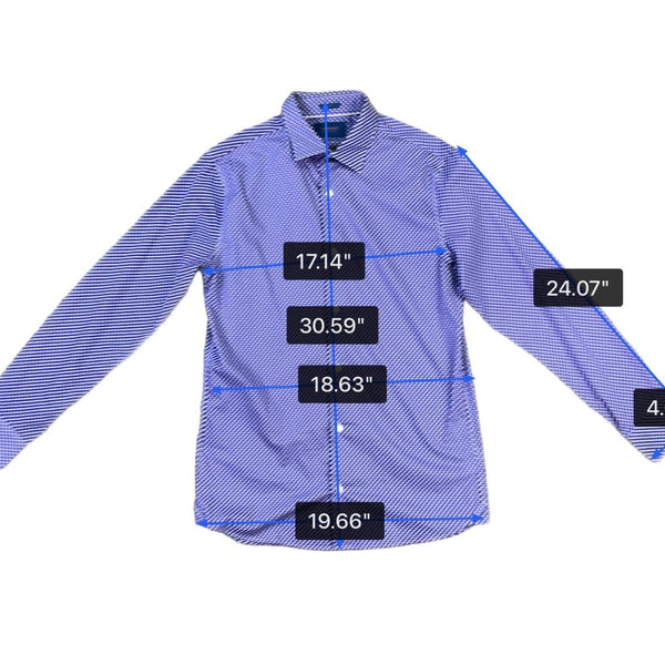 Fairlane Mens Blue Stretch Slim-Fit Patterned Button-Up Shirt Size M