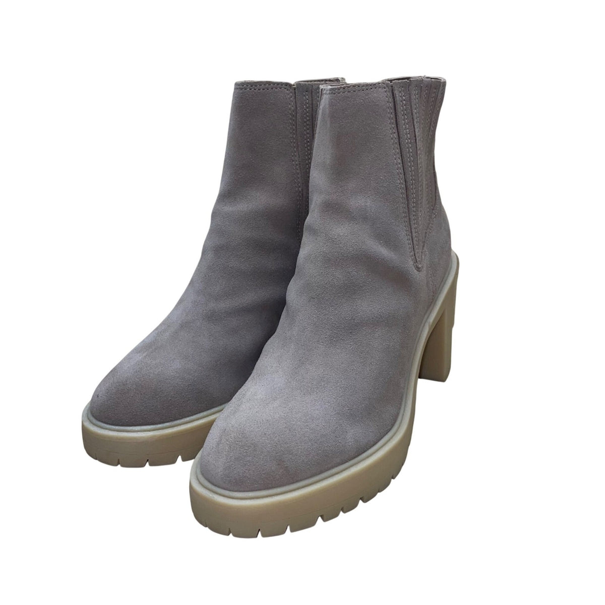 D Vita Women’s Gray Suede Caster Heeled Ankle Boots Size 11W