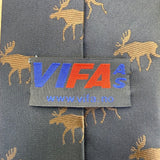 Vifa Mens Navy Blue Polyester Moose Print Neck Tie