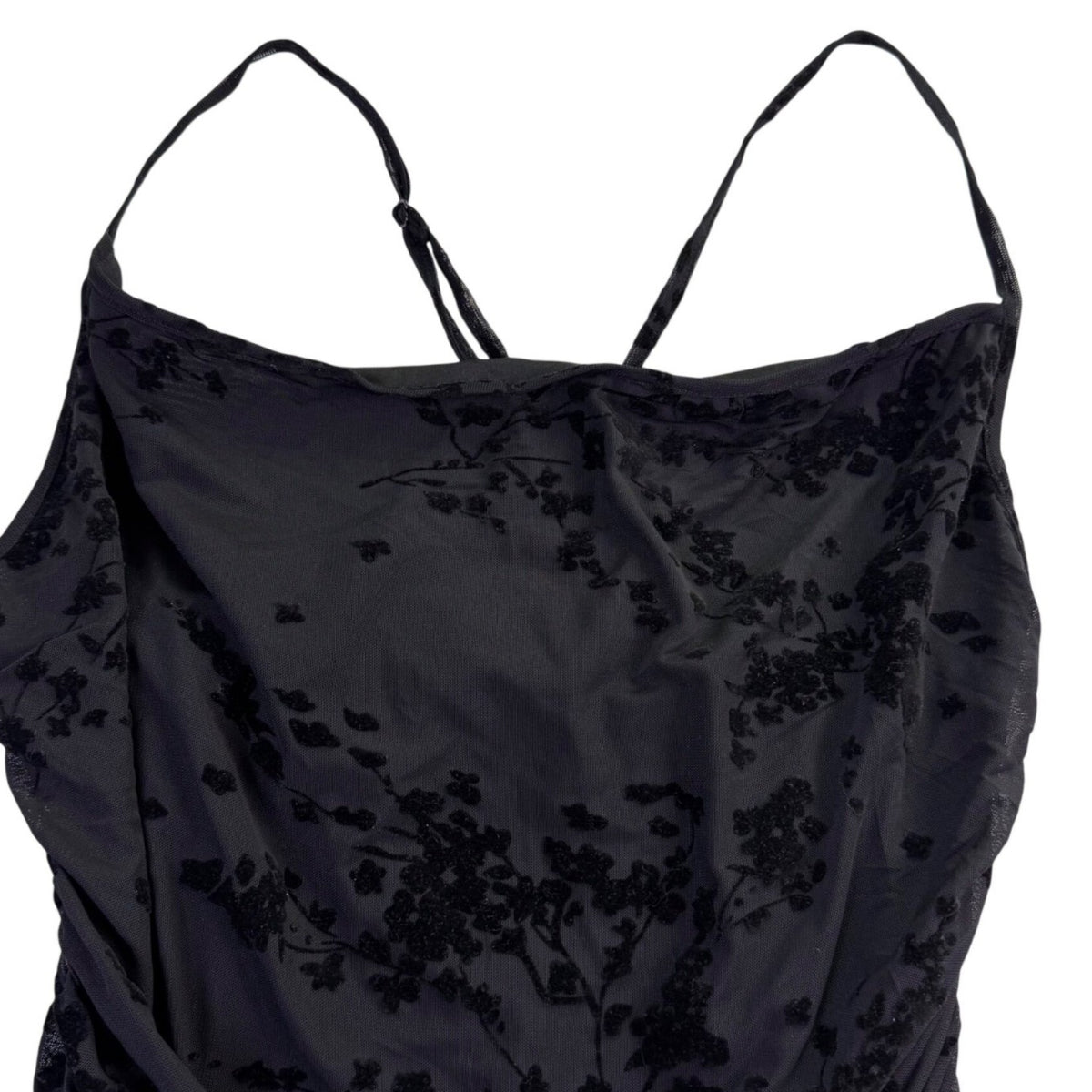 Fashion Nova Womens Black Floral Ruched Midi Dress Elegant Design Size XL