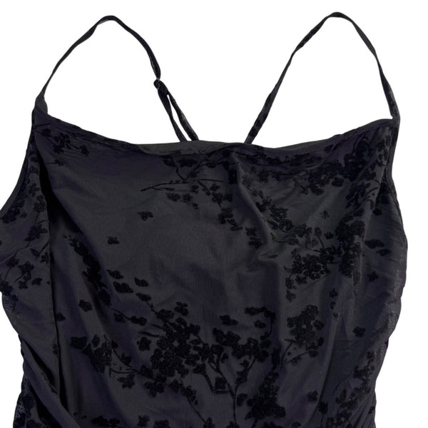 Fashion Nova Womens Black Floral Ruched Midi Dress Elegant Design Size XL