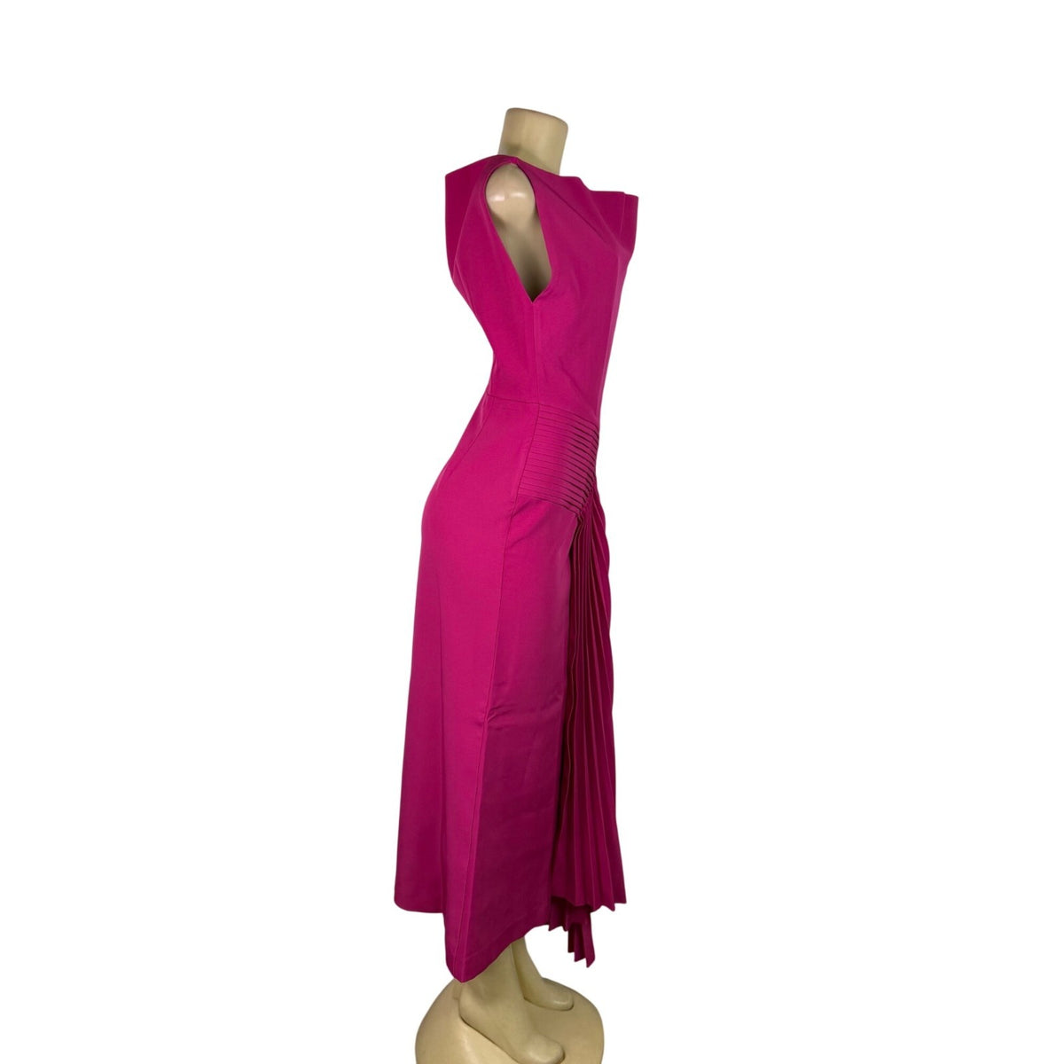 Bella Barnett Women’s Fuchsia Sleeveless Asymmetrical Midi Dress Size M - New