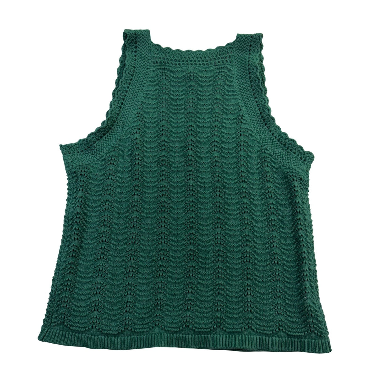 Loft Womens Green Cotton Sleeveless Crochet Knit Tank Top Size L