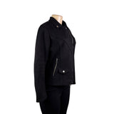 Bellivera Womens Black Polyester Suede Moto Jacket Zippered Pockets Sz S