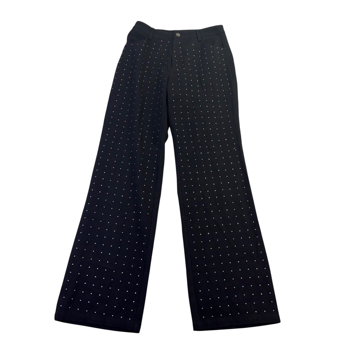 Pretty Garbage Womens Black Cotton Wide-Leg Studded Pants With Pockets Size S 