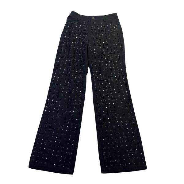 Pretty Garbage Womens Black Cotton Wide-Leg Studded Pants With Pockets Size S 