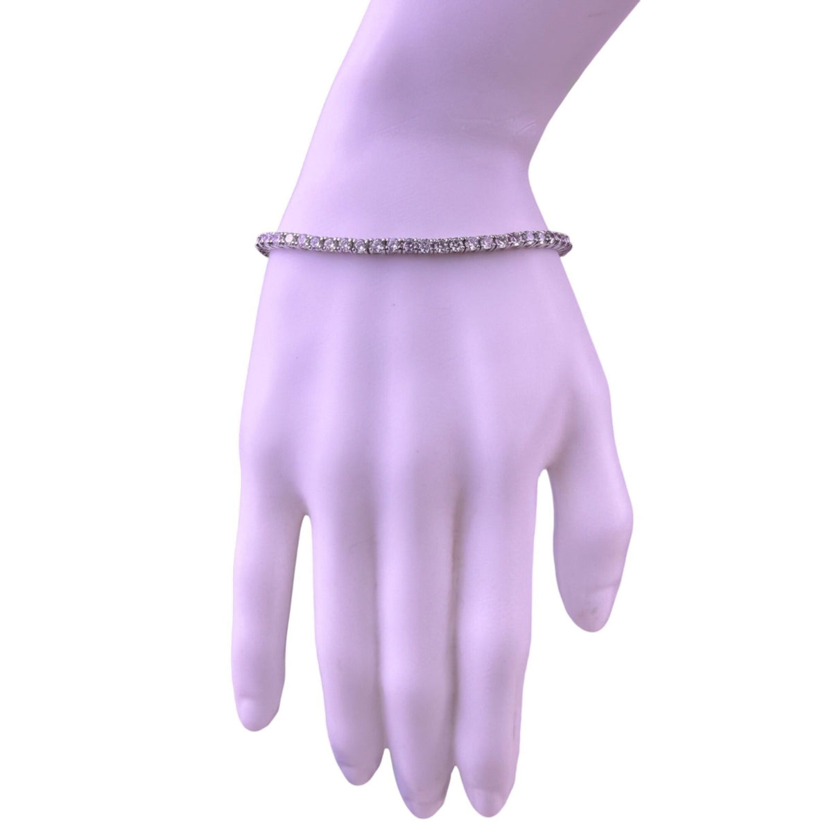 Kenneth Jay Lane Womens Silver Tone Rhodium-Plated Tennis Bracelet With Crystals