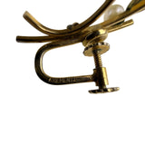 Krementz Vintage Gold Tone Screw Back Earrings Faux Pearl Floral Design