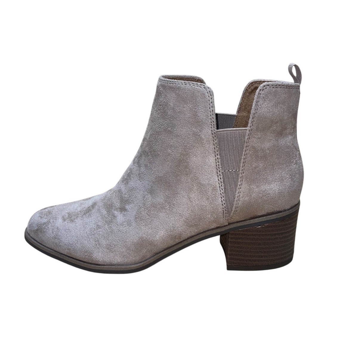 Dr. Scholls Women’s Putty Gray Fabric Block Heel Teammate Ankle Boot Size 8M