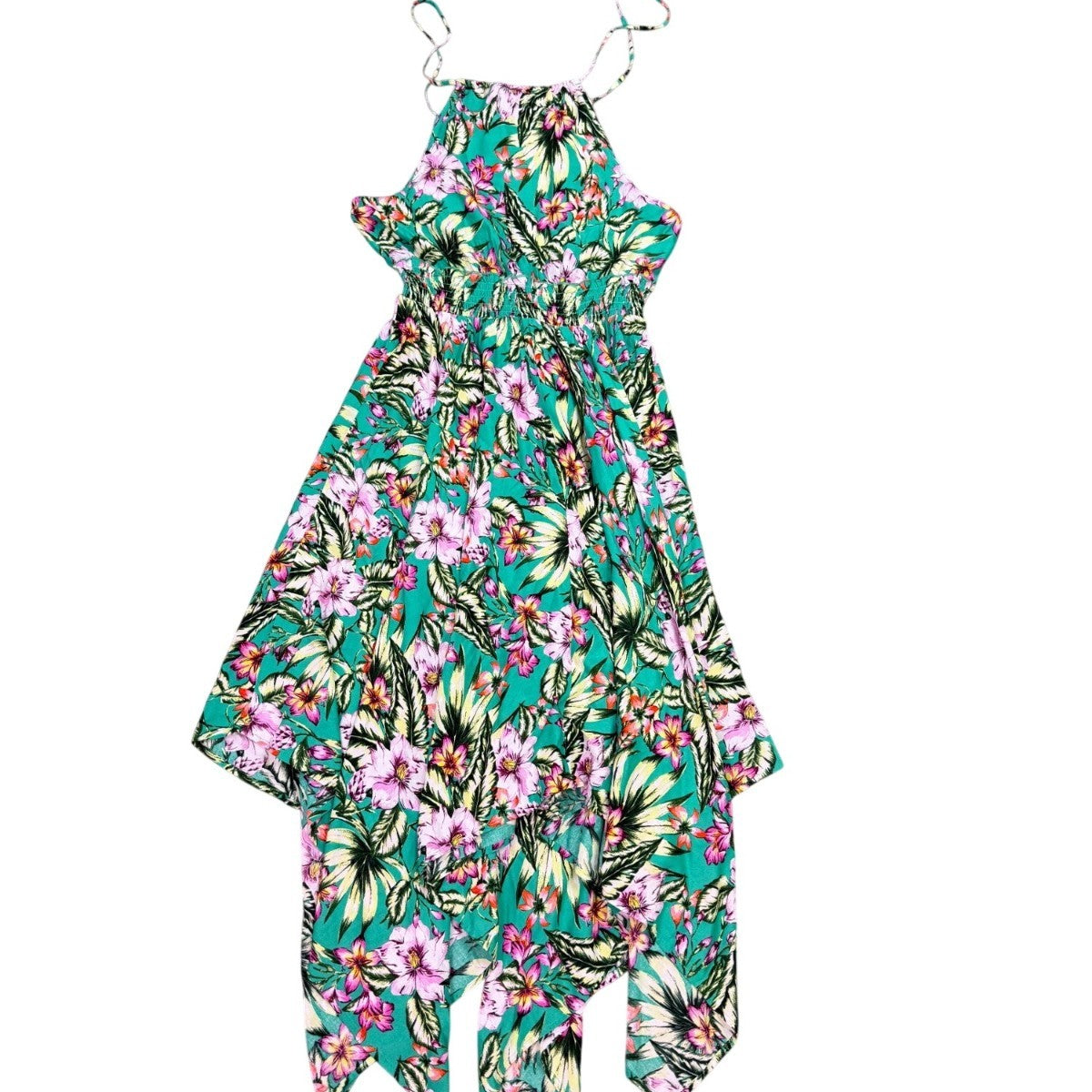 M&S Womens Green Floral Handkerchief Hem Dress Size EUR 40 - USA 9