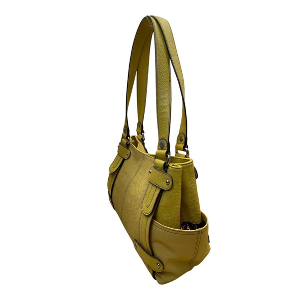Tignanello Women’s Yellow Leather Storage Pockets  Double-Strap Shoulder Bag