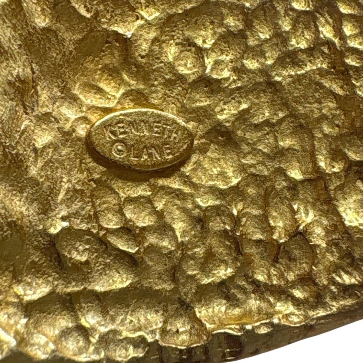 70s & 80s Kenneth Jay Lane Gold Tone Cuff Bracelet Alligator Textured Vintage