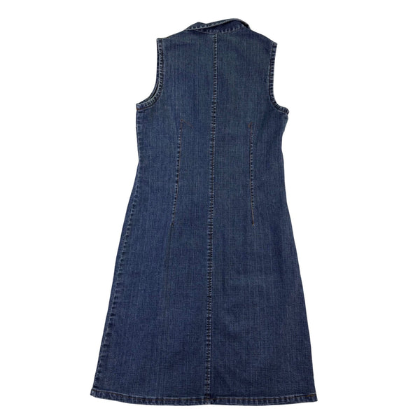 Sweet Princes Womens Blue Denim Sleeveless Dress With Zippered Front Size L