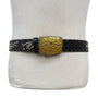 Vintage Black Leather Belt With Ornate Gold & Silver Buckle Floral Detailing 43"