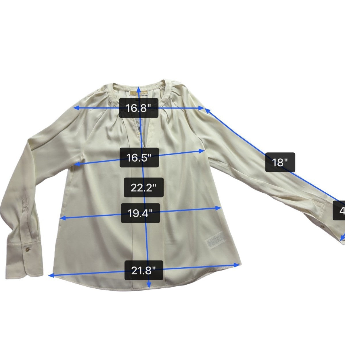 Michael Kors Womens Bone Pleated Long Sleeve Blouse Elegant Chic Sz M