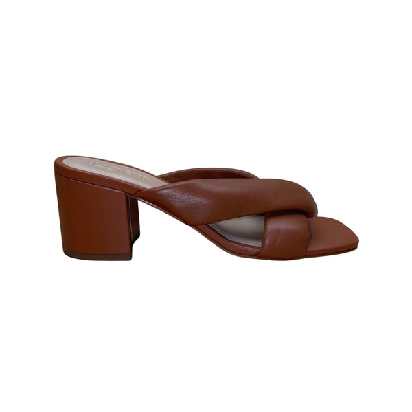 Loft Women’s Brown Leather Puffed Twist Strap Block Heeled Sandals Size 7M