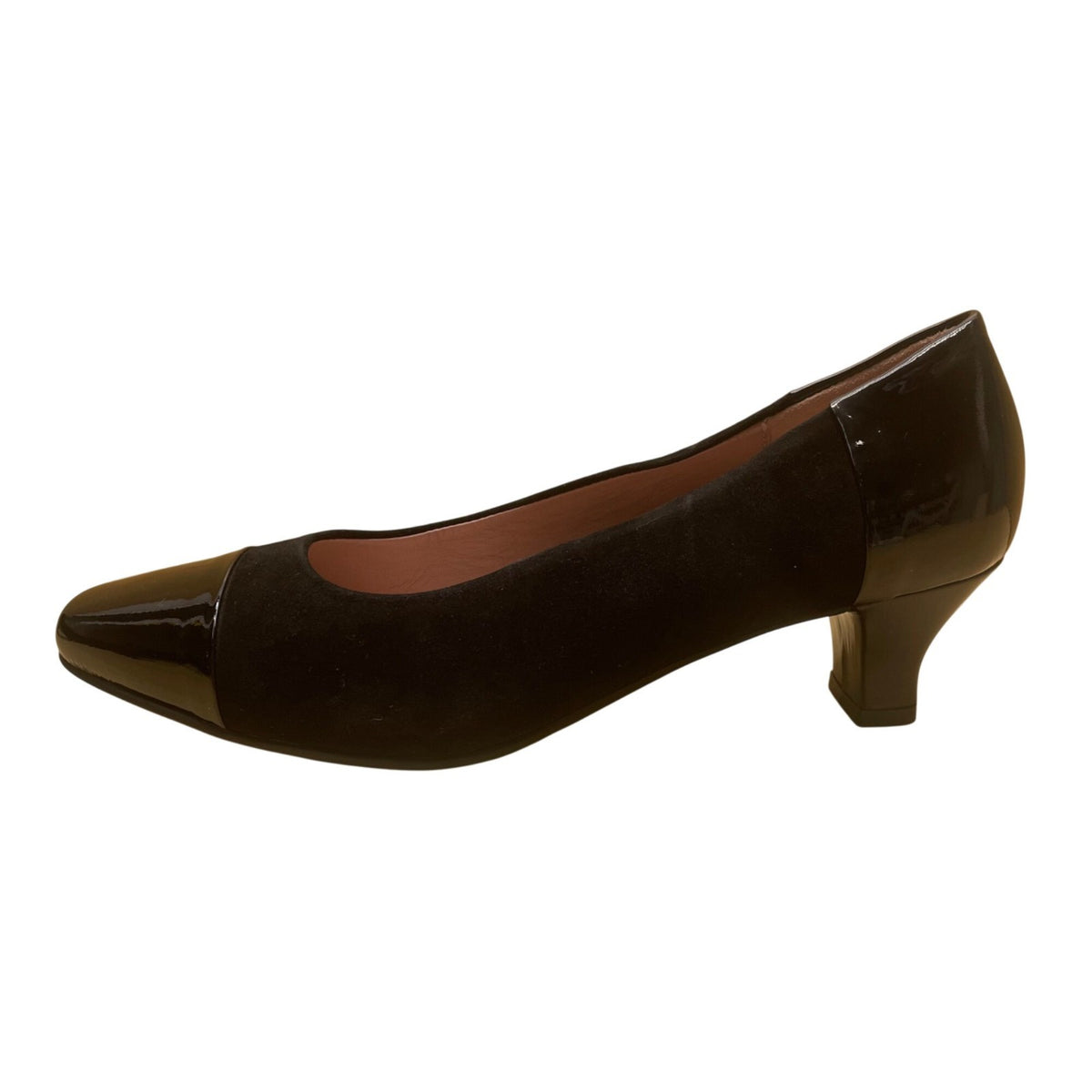 BeautiFeel Women’s Black Suede & Patent Leather Block Heel Pumps Size 39