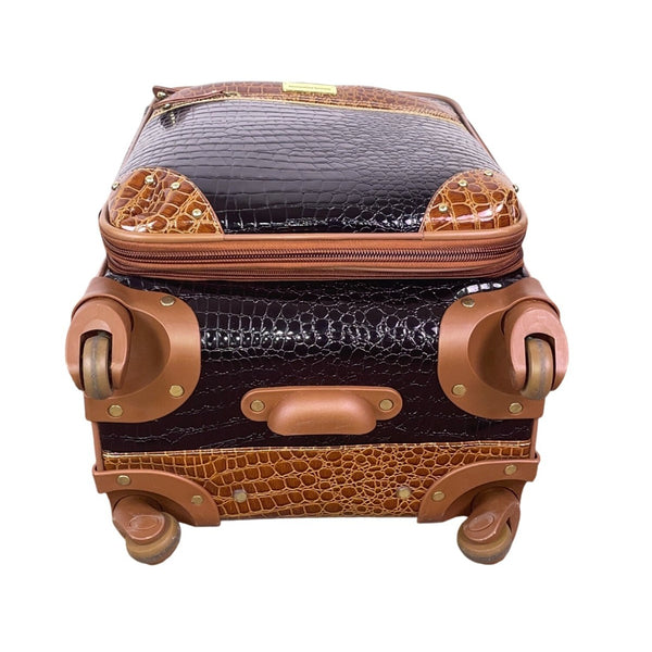 Samantha Brown Women’s Black & Brown Croc-Embossed Rolling Carry-On Luggage