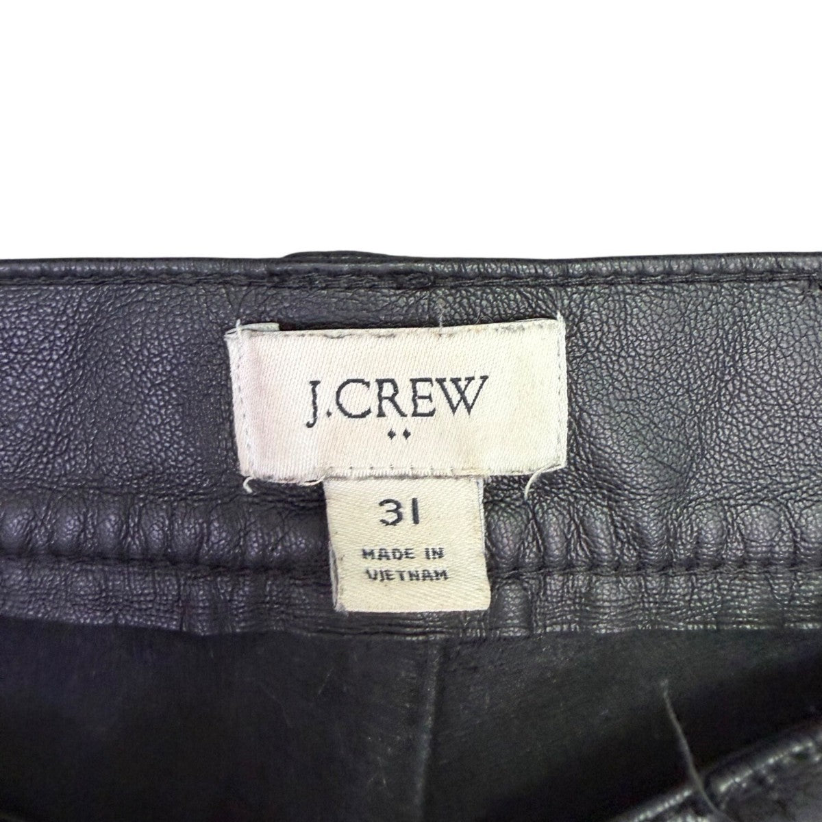 J.Crew Womens Black Faux Leather Pants Slim Fit Straight Leg Design Size 31