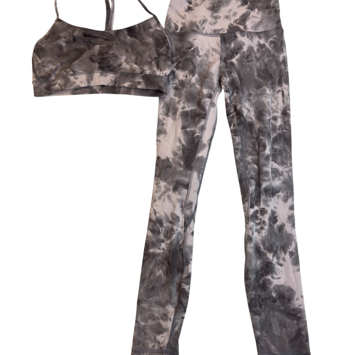 Lululemon Womens Tie-Dye Sports Bra & Leggings Set High-Waisted Stretchy Sz 2