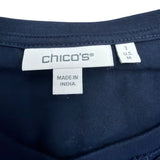 Chicos Womens Navy Cotton Blend Decorative Textured Top Size 1 USA M