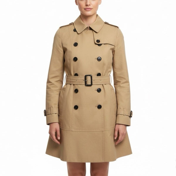 Banana Republic Womens Beige Cotton Double-Breasted Trench Coat Size M