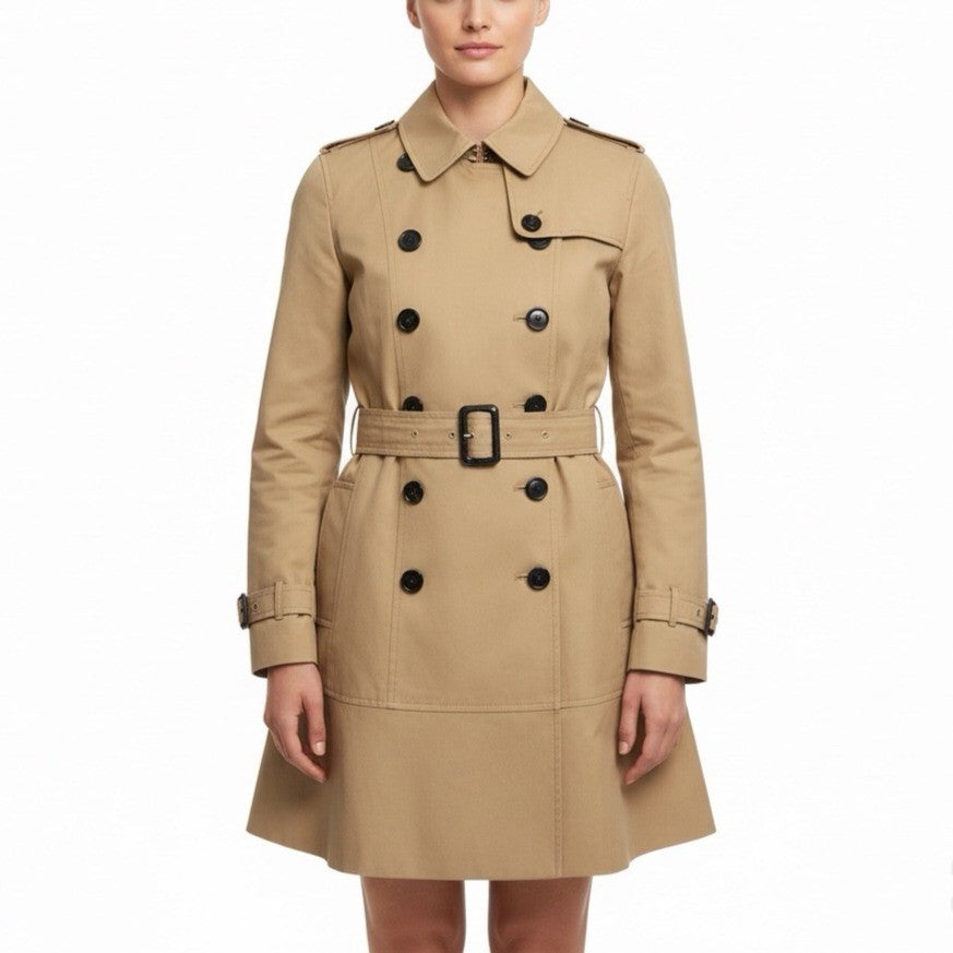 Banana Republic Womens Beige Cotton Double-Breasted Trench Coat Size M