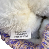 Simplicity Womens Lavender/Beige Knit Hat With Faux Fur Pom-Poms Warm Winter