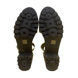 Women’s Black & Gray Lug Sole Stretchy Elastic Two Strap Sandals Size 7