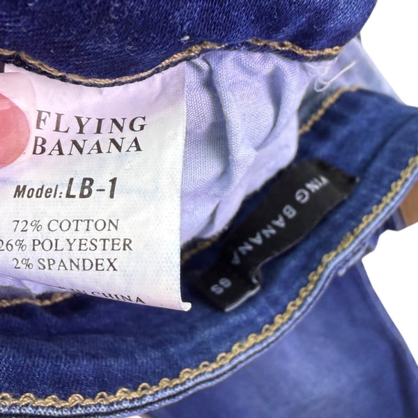 Flying Banana Womens Blue Cotton Blend Flared Bell Bottom Jeans Size 6S