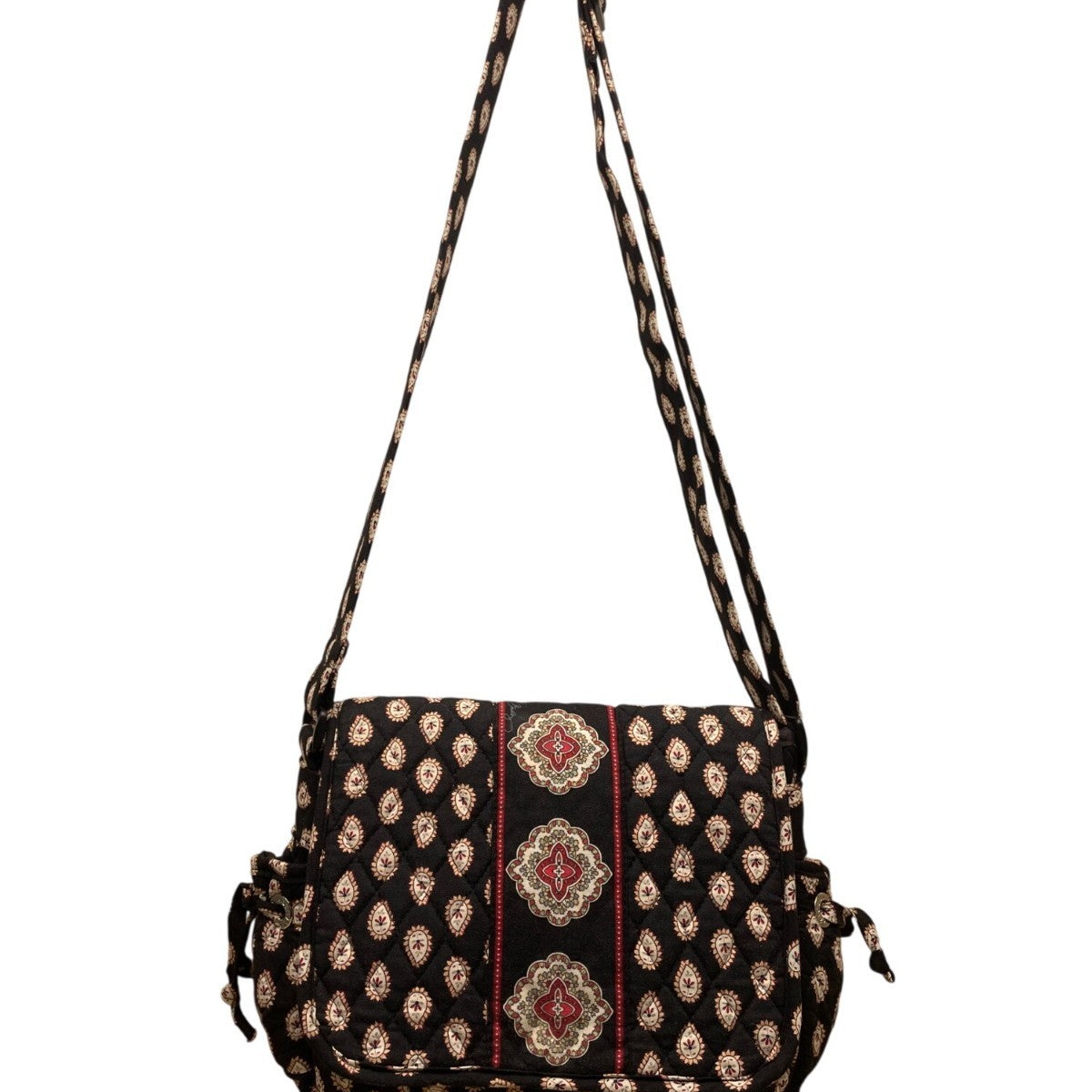 Vera Bradley Women’s Black Quilted Paisley Floral  Adjustable Crossbody Bag