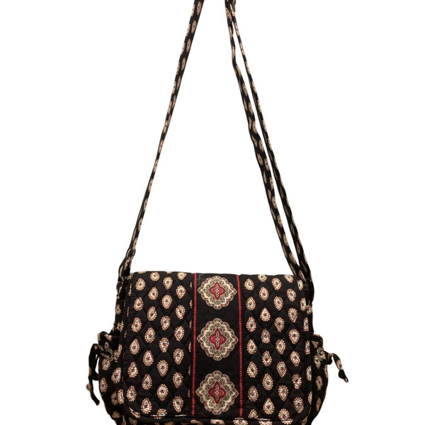 Vera Bradley Women’s Black Quilted Paisley Floral  Adjustable Crossbody Bag