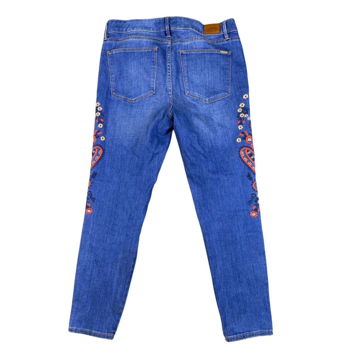 Hilfiger Womens Blue Cotton Blend Embroidered Jeans Slim Fit Floral Print Size 8
