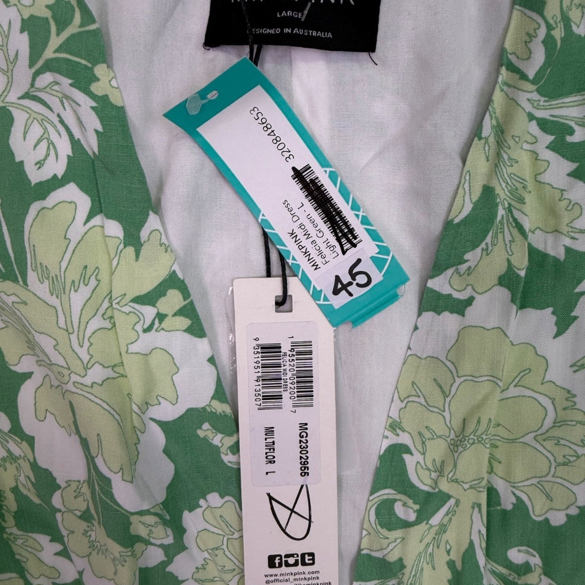Minkpink Womens Green Floral Maxi Dress With Ruffle Sleeves & Buttons Size L