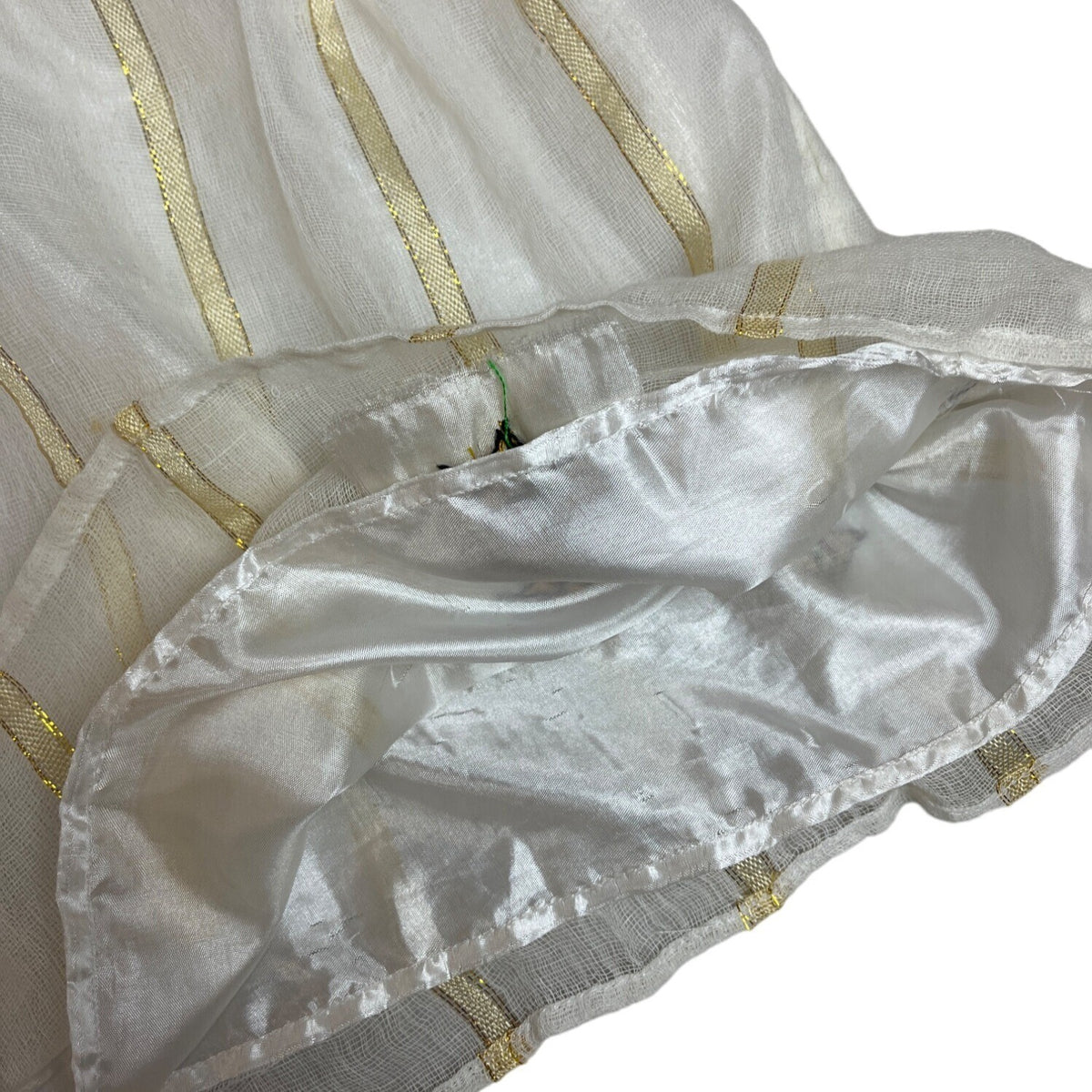 Traditional Girls White & Gold Embroidered Dress With Sleeveless Design