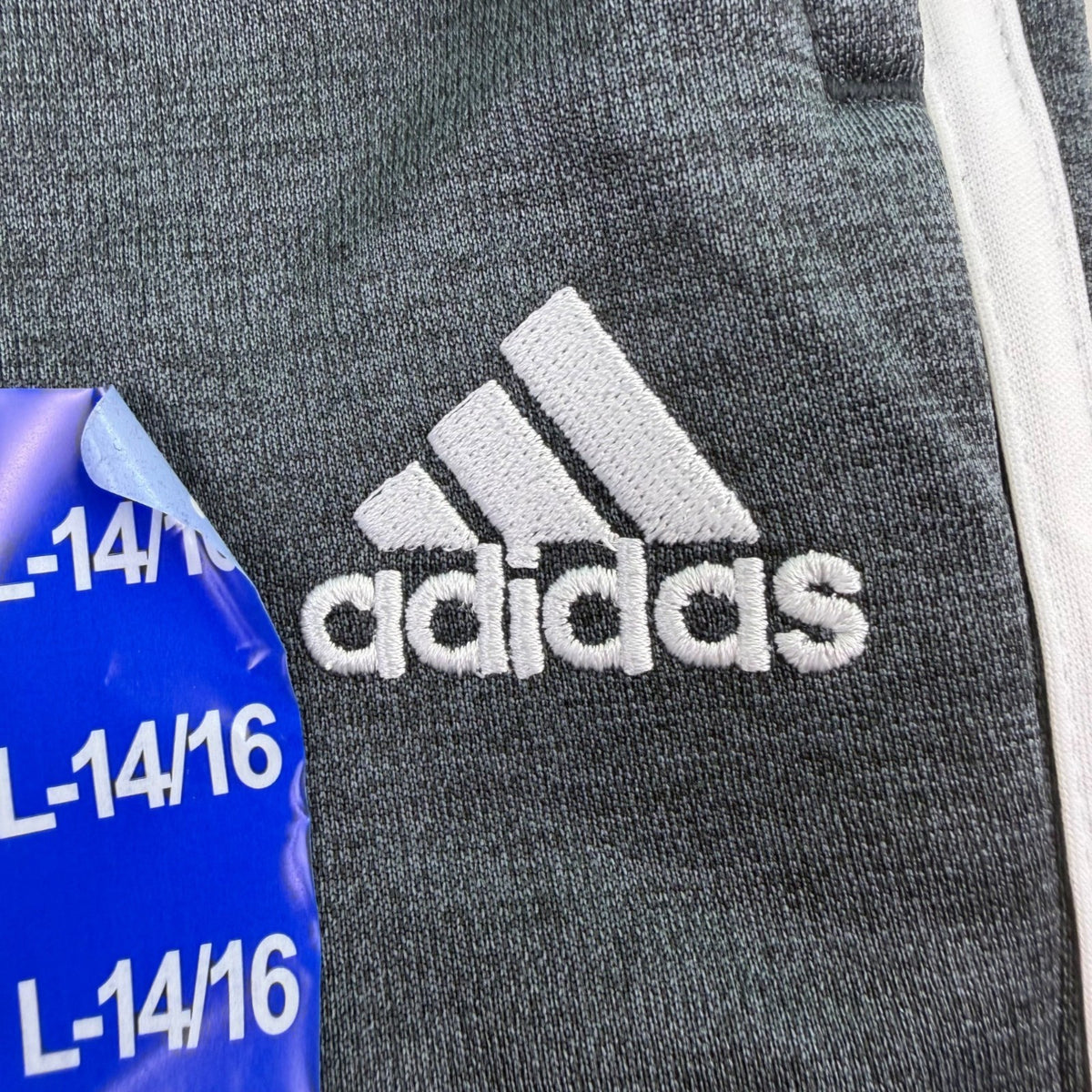 Adidas Youth Black Polyester Track Pants With White Stripes Sz L/G (14/16)