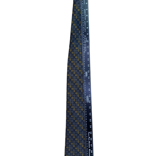 Brioni Mens Blue Yellow Silk Geometric Tie Handmade In Italy Elegant Design